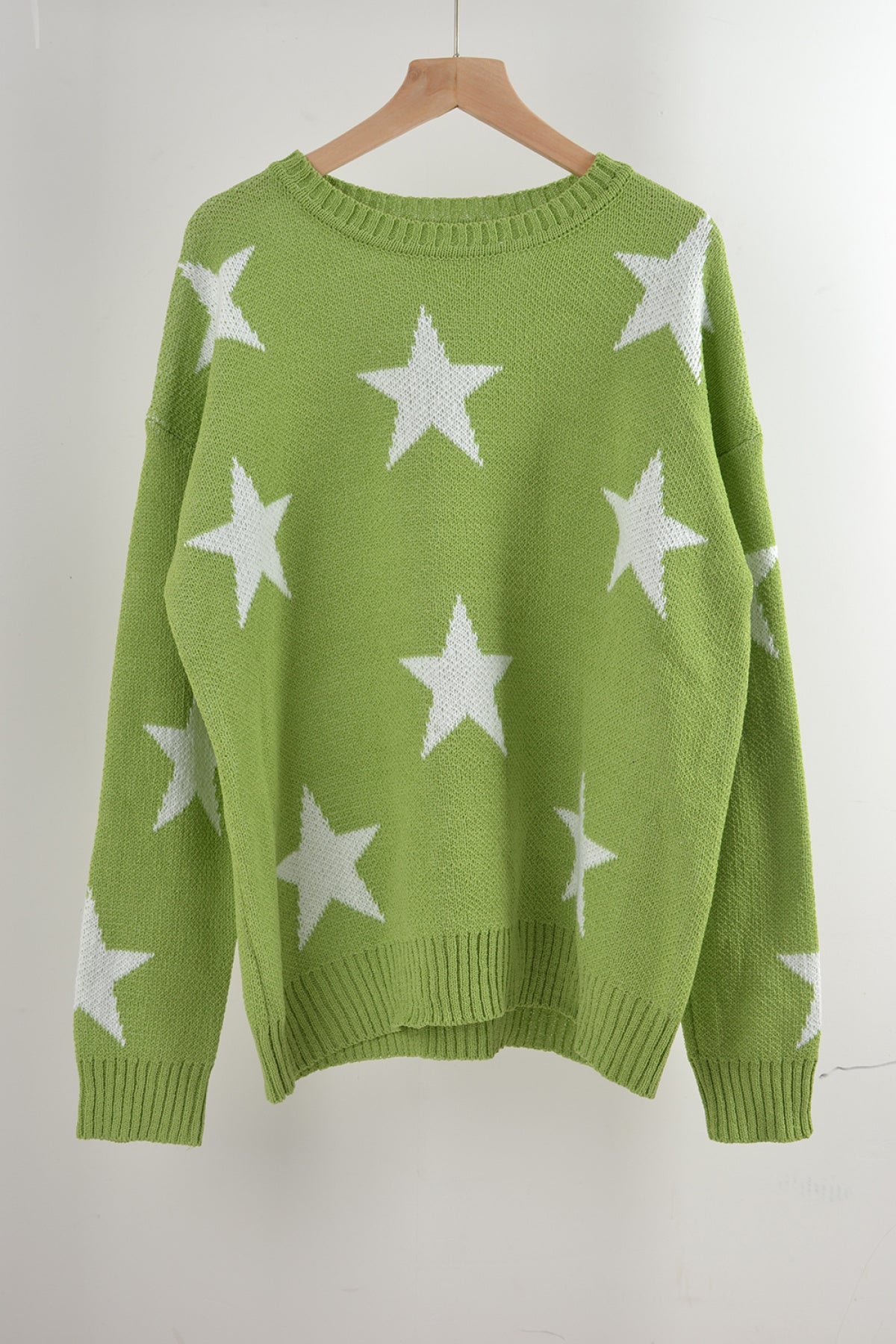 Crew Neck Long Sleeve Stars Graphics Sweater