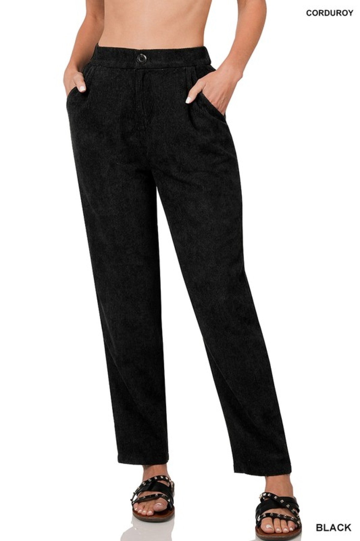 Zenana "The Wales" High Rise Corduroy Pants with Pockets