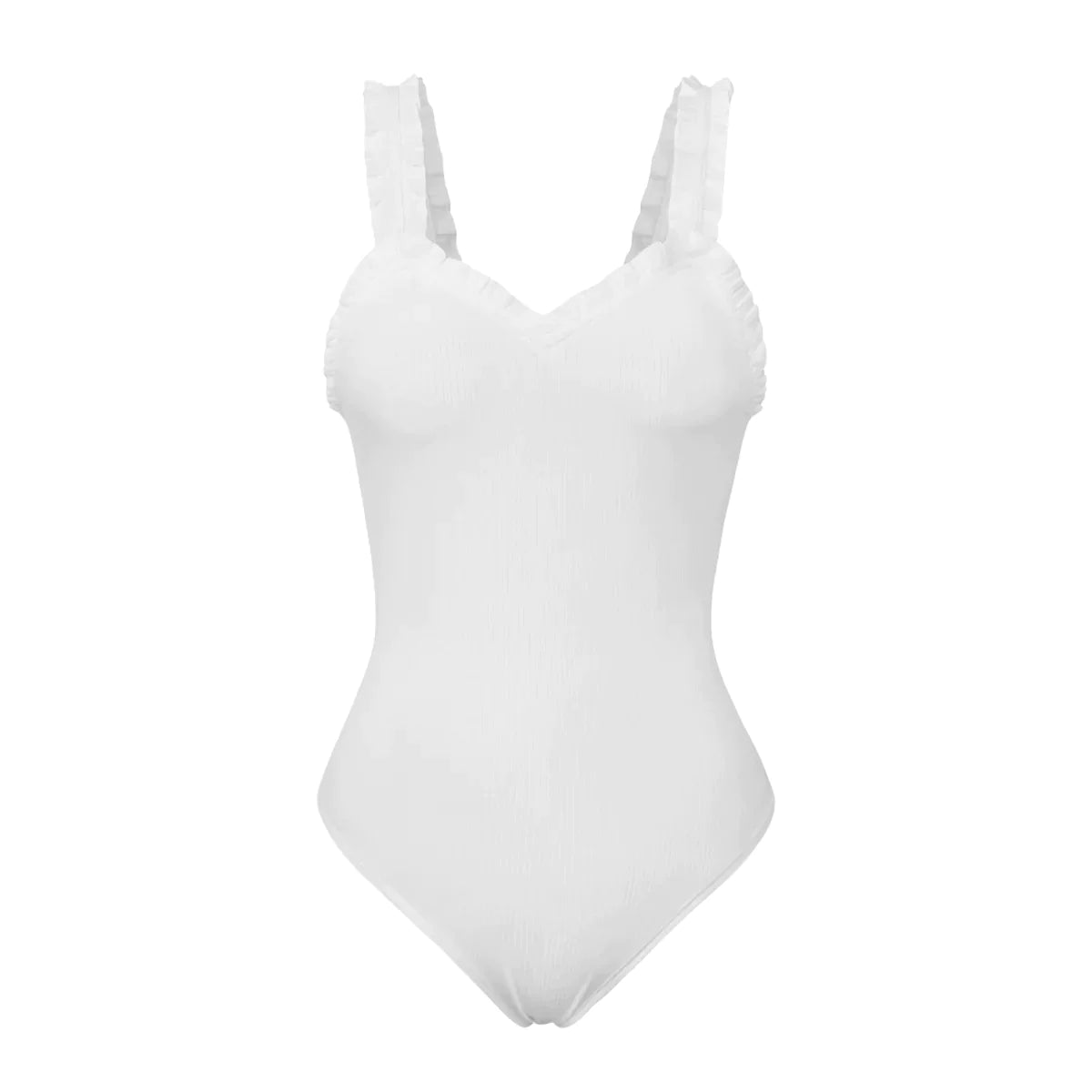 Copy of Solid Frilled Trim Ribbed Cami Bodysuit