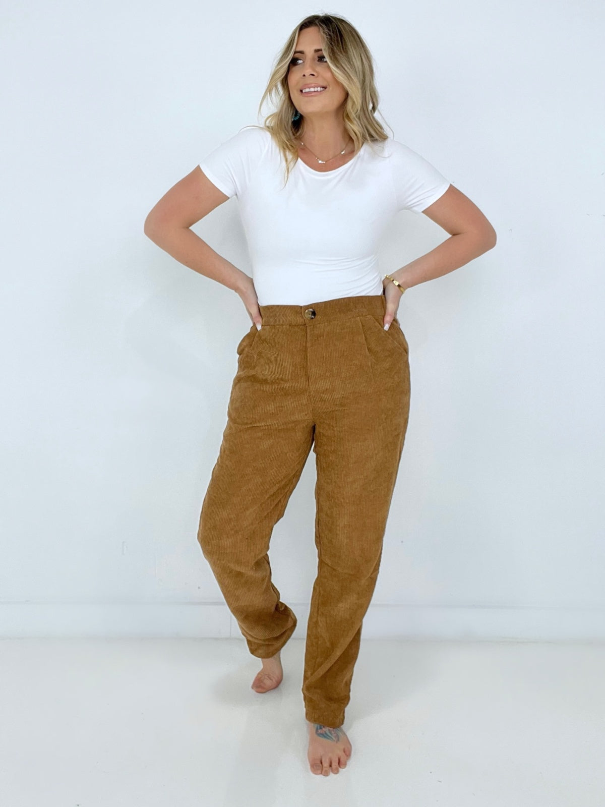 Zenana "The Wales" High Rise Corduroy Pants with Pockets