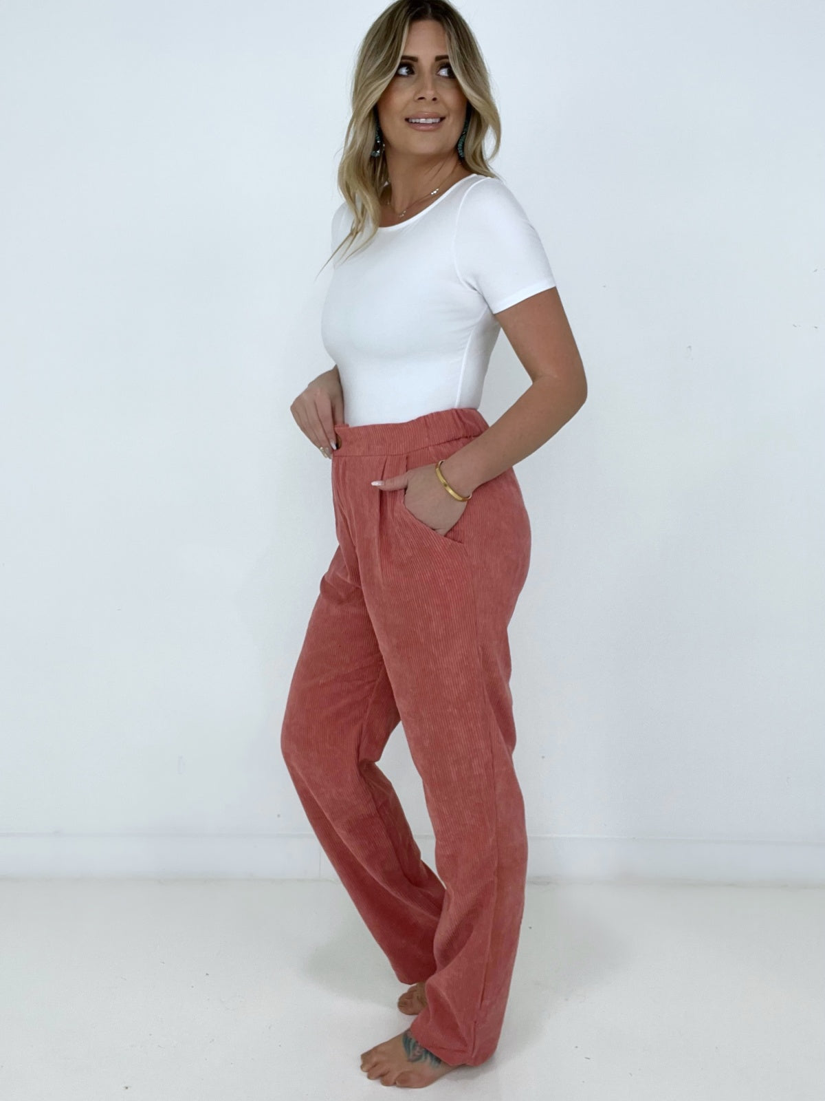 Zenana "The Wales" High Rise Corduroy Pants with Pockets