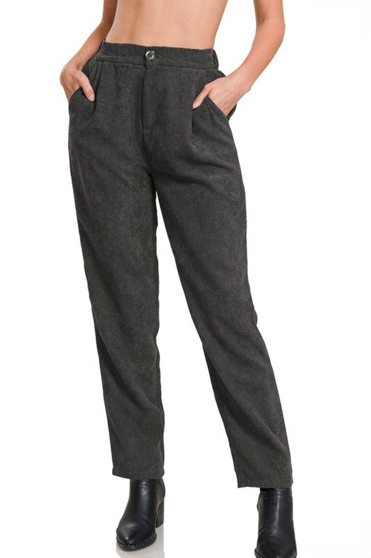 Zenana "The Wales" High Rise Corduroy Pants with Pockets
