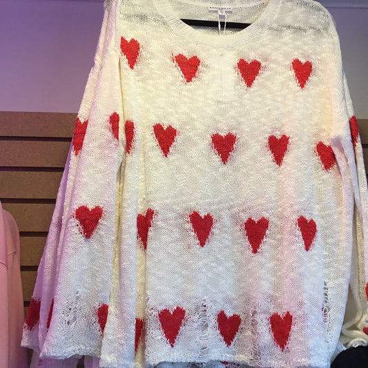 Distressed heart sweater